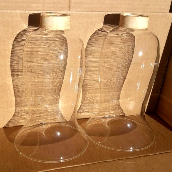 2 Glass Votives Hurricanes Candle Holder Candleabra Flame Blockers Toppers Flute - Picture 12 of 12